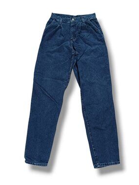 Vintage Lee Women's Jeans Bareback Western Pleated Dark Denim 28x33 Size 8 Long